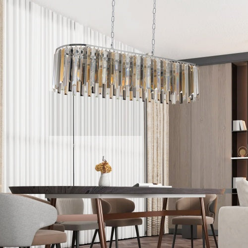 Modern Oval Crystal Chandelier – Luxury K9 Crystal Ceiling Light (Adjustable Chain)