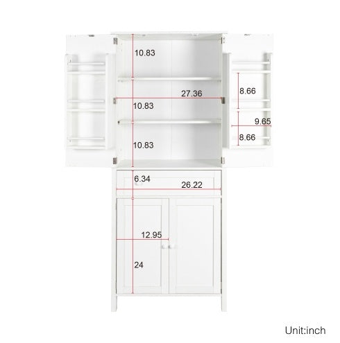 70.87" Tall Kitchen Pantry Cabinet with Drawer & Adjustable Shelves – White Storage Cabinet for Kitchen or Dining Room