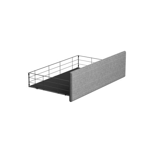Full Size LED Bed Frame with 4 Drawers & Wingback Headboard – Light Grey
