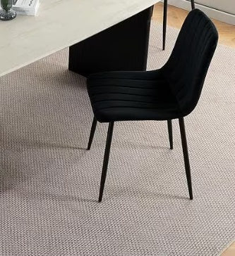 Set of 4 Modern Black Dining Chairs – Upholstered Seat & Metal Legs