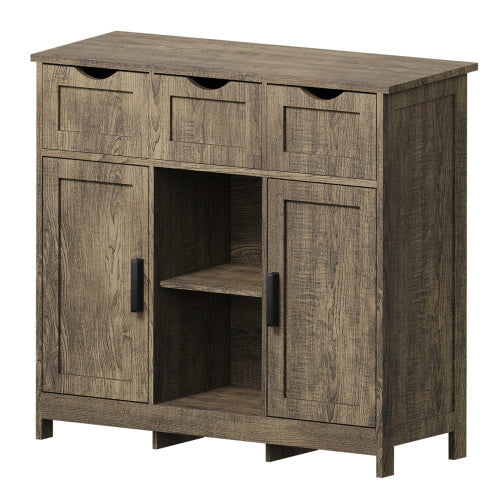 Versatile Wooden Storage Cabinet with Drawers and Adjustable Shelves – Multi-purpose Accent Cabinet for Living Room, Bedroom, and Bathroom