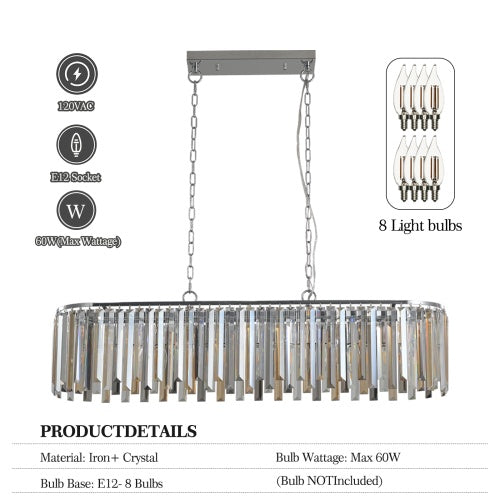 Modern Oval Crystal Chandelier – Luxury K9 Crystal Ceiling Light (Adjustable Chain)