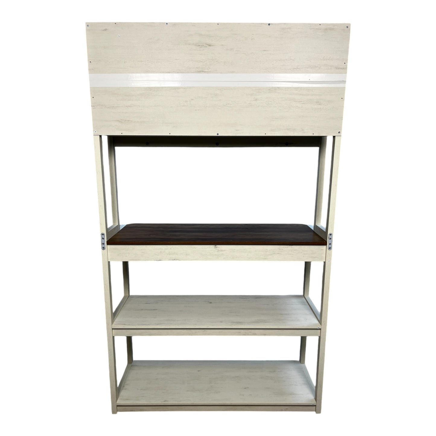5-Tier White & Country Brown Kitchen Storage Cabinet – Coffee Bar, Microwave Rack, and Shelving Organizer (39.4" Wide)