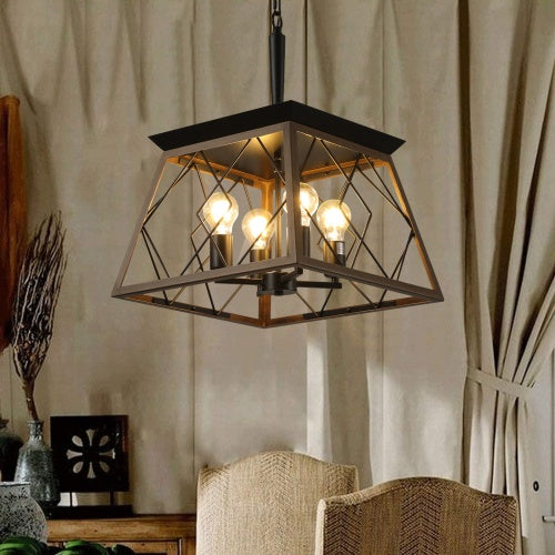 Farmhouse Chandelier – 4-Light Rustic Antique Pendant Light for Kitchen, Dining, Entryway