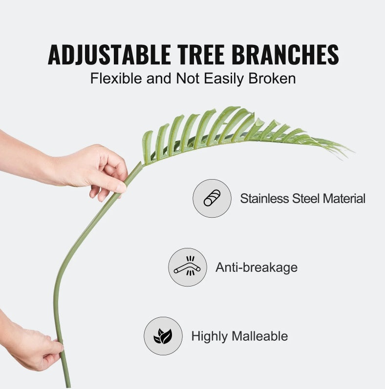 6.5 FT Artificial Gold Cane Palm Tree – Lifelike Indoor/Outdoor Faux Plant with Anti-Tip Base & Realistic Green Leaves