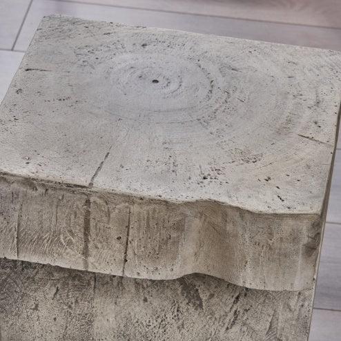 Modern Sculptural Concrete Side Table – Light Gray Brutalist Accent by Christopher Knight Home