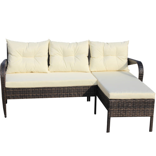 Outdoor Patio Conversation Set – 2-Piece Wicker Sectional Sofa with Cushions