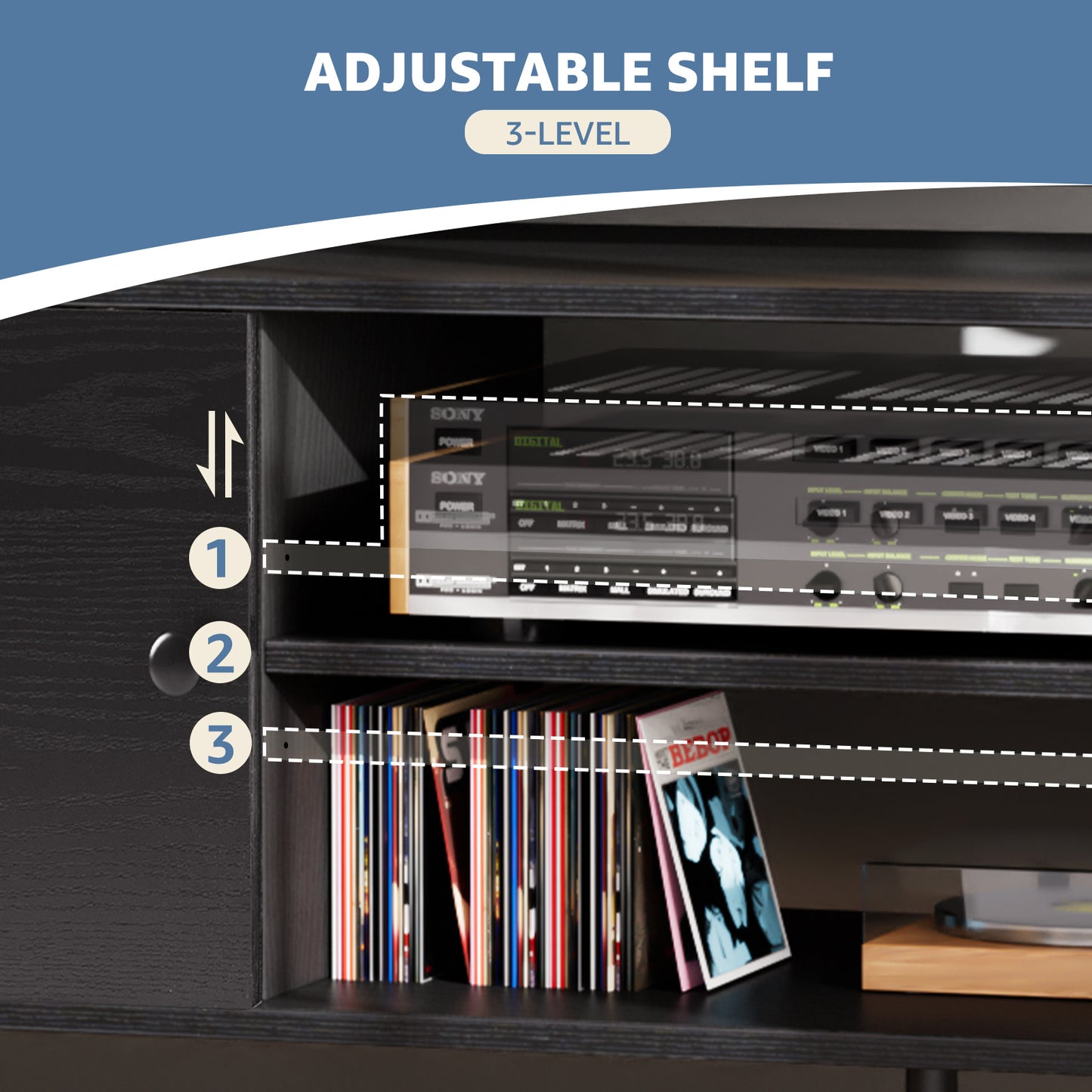 Modern Panel TV Cabinet – Adjustable Shelves & Cable Management, Fits 55"–60" TVs, Rust Finish Entertainment Stand