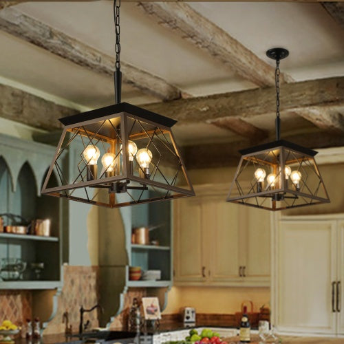 Farmhouse Chandelier – 4-Light Rustic Antique Pendant Light for Kitchen, Dining, Entryway