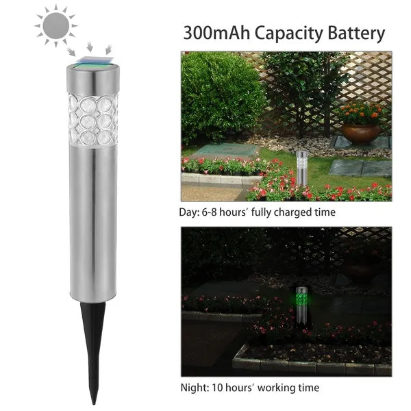 6-Pack Outdoor Solar RGB Garden Lights – Stainless Steel, IP44 Waterproof, Color-Changing Lawn and Landscape Lights