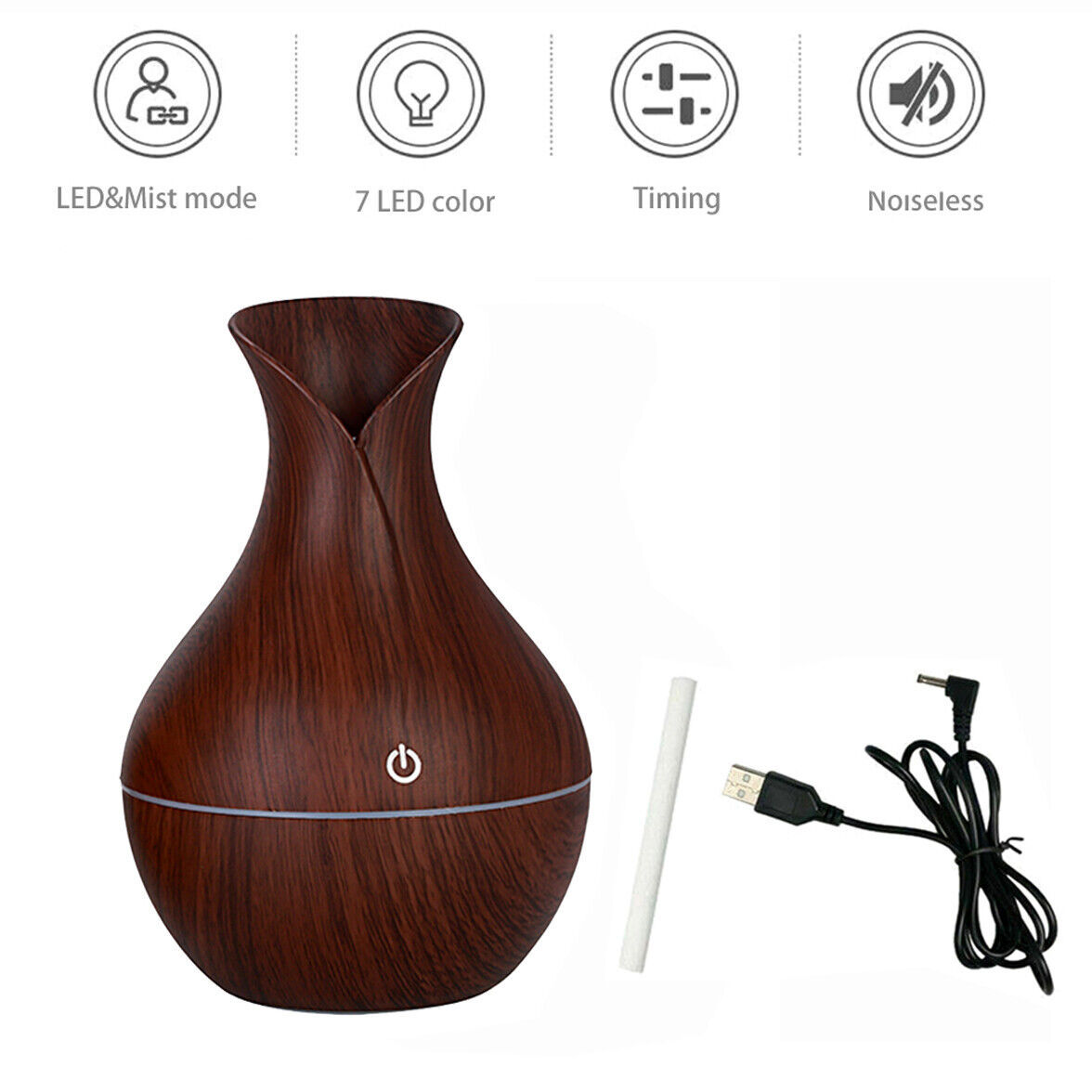 LED Ultrasonic Aroma Humidifier Essential Oil Diffuser - 7-Color LED Lights, Aromatherapy Air Purifier, Compact USB Diffuser for Home, Office, Yoga, and Relaxation