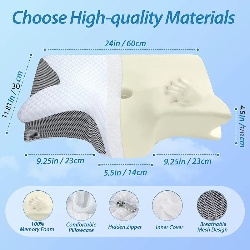 Ergonomic Memory Foam Neck Pillow – Contoured Support for Neck Pain Relief