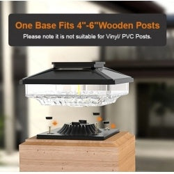 6-Pack Outdoor Solar Post Cap Lights – Cold White, IP65 Waterproof, Fits 4x4, 5x5, 6x6 Wood Posts, Dusk-to-Dawn, Easy Install