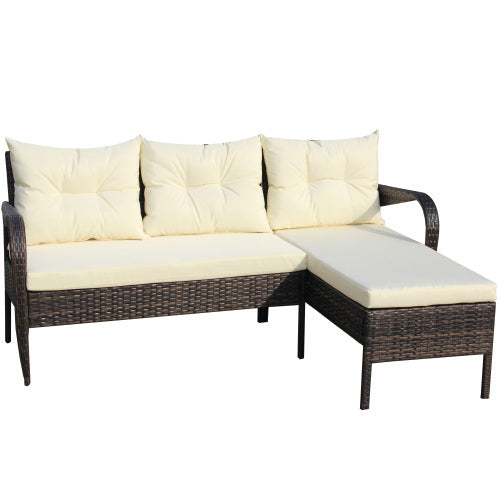 Outdoor Patio Conversation Set – 2-Piece Wicker Sectional Sofa with Cushions