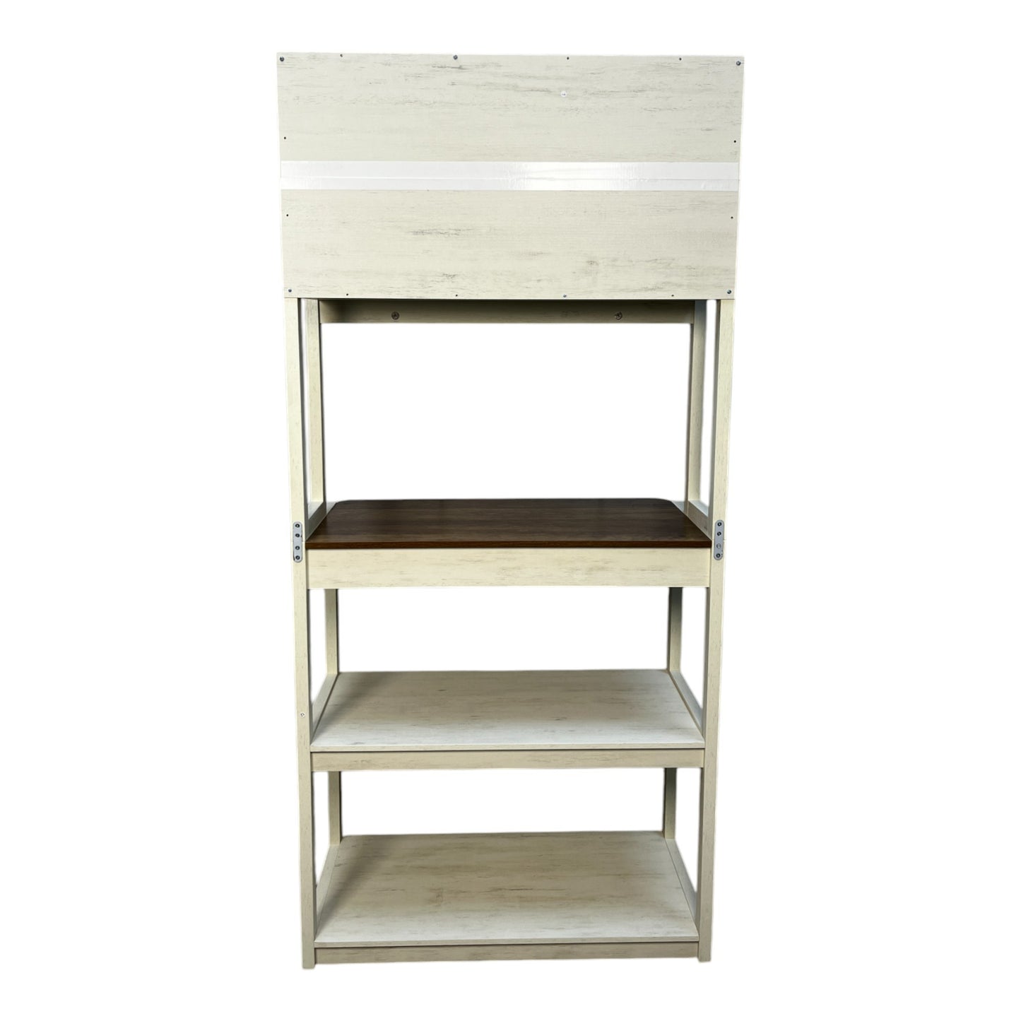 5-Tier White & Country Brown Kitchen Storage Cabinet – Coffee Bar, Microwave Rack, and Shelving Organizer (39.4" Wide)
