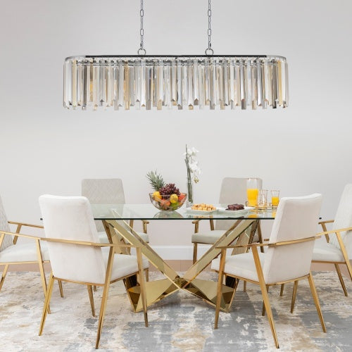 Modern Oval Crystal Chandelier – Luxury K9 Crystal Ceiling Light (Adjustable Chain)