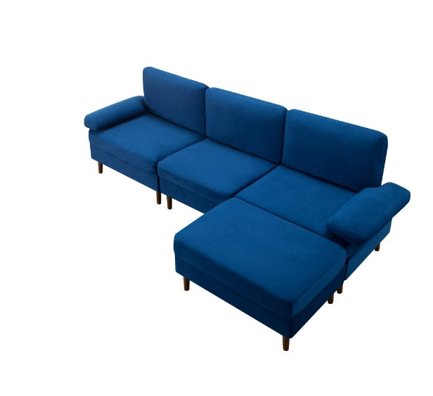 102.4" Modular Sectional Sofa with Ottoman – Navy Blue Velvet