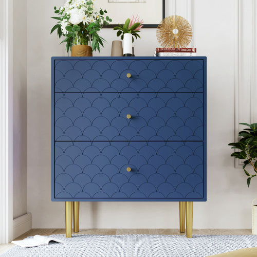 Solid Wood Bedside Table in Navy Blue
