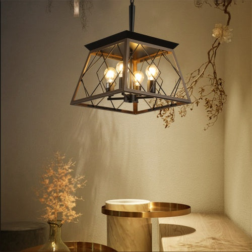Farmhouse Chandelier – 4-Light Rustic Antique Pendant Light for Kitchen, Dining, Entryway