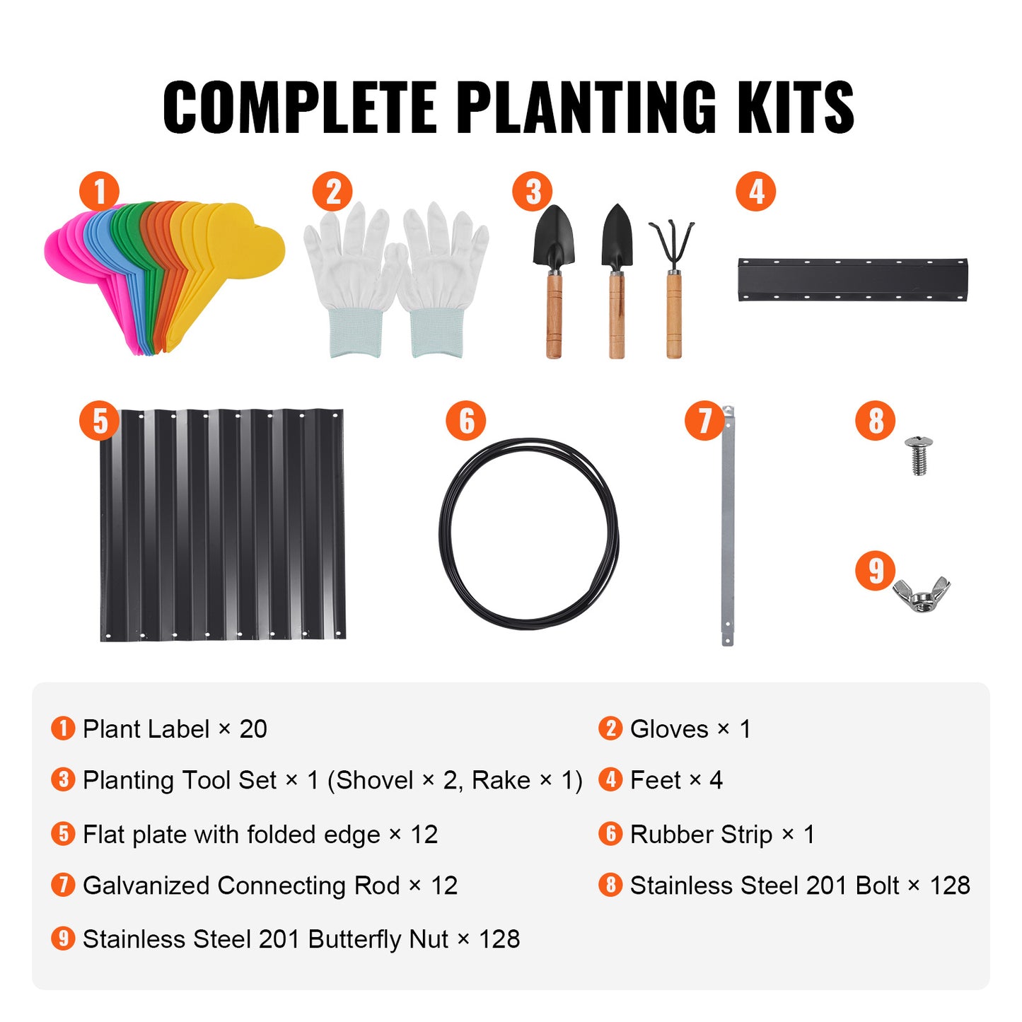 94.5" Galvanized Metal Raised Garden Bed with Complete Planting Kit – Dark Gray