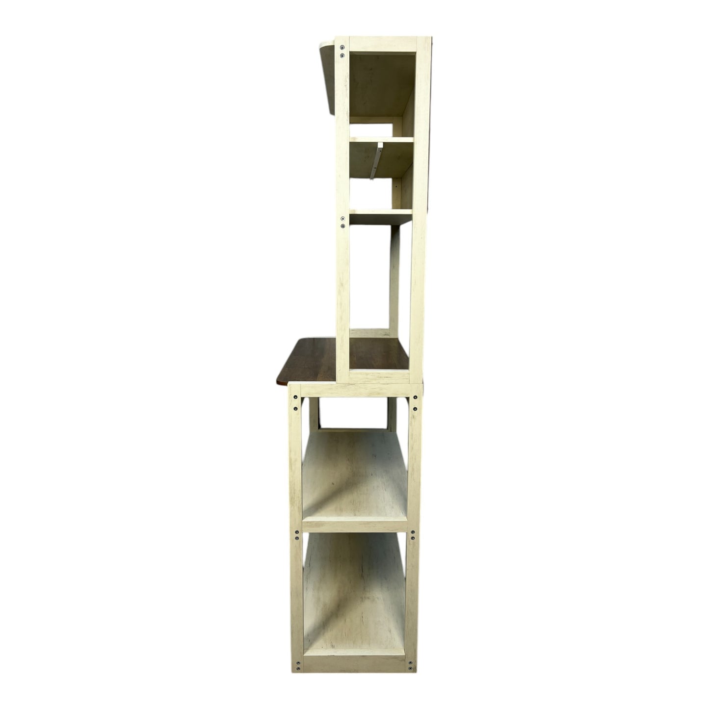 5-Tier White & Country Brown Kitchen Storage Cabinet – Coffee Bar, Microwave Rack, and Shelving Organizer (39.4" Wide)