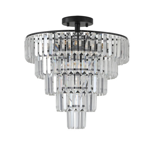 Large Black Crystal Chandelier – Luxury 5-Tier Design | Modern Lighting for Dining Room, Bedroom, or Living Room