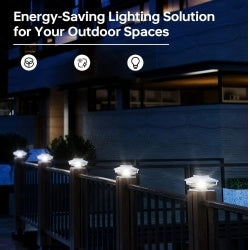 6-Pack Outdoor Solar Post Cap Lights – Cold White, IP65 Waterproof, Fits 4x4, 5x5, 6x6 Wood Posts, Dusk-to-Dawn, Easy Install