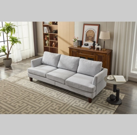 Fabric 3-Seater Couch with USB and Type-C Charging Ports – Light Green/Light Gray