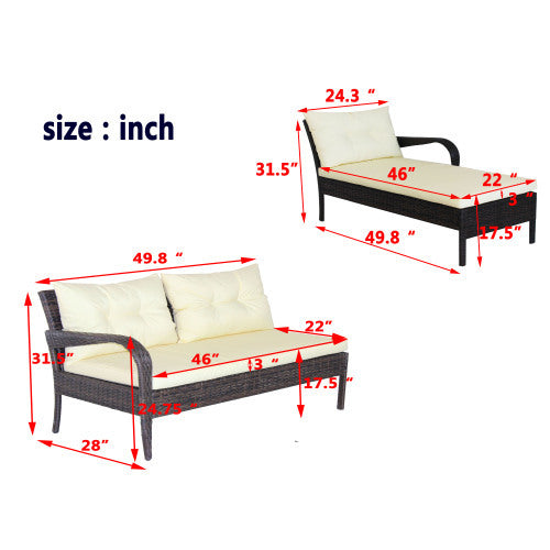 Outdoor Patio Conversation Set – 2-Piece Wicker Sectional Sofa with Cushions