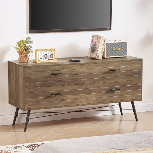 4-Drawer TV Cabinet – Rustic Walnut Finish