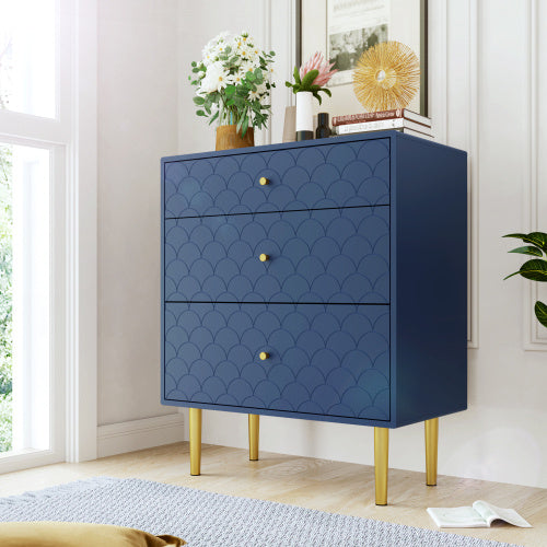 Solid Wood Bedside Table in Navy Blue