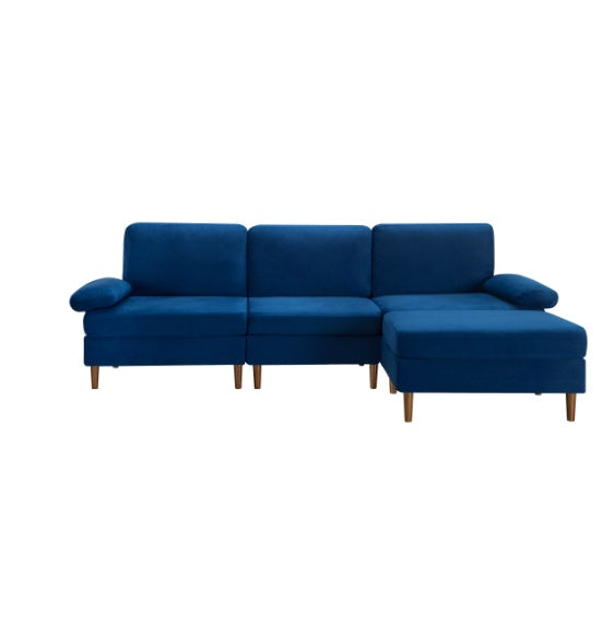 102.4" Modular Sectional Sofa with Ottoman – Navy Blue Velvet
