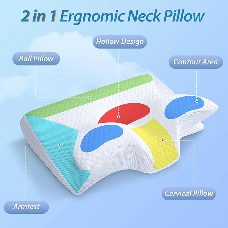 Ergonomic Memory Foam Neck Pillow – Contoured Support for Neck Pain Relief