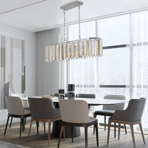 Modern Oval Crystal Chandelier – Luxury K9 Crystal Ceiling Light (Adjustable Chain)