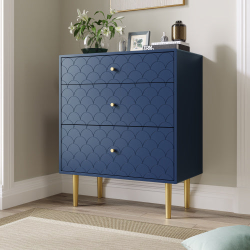 Solid Wood Bedside Table in Navy Blue