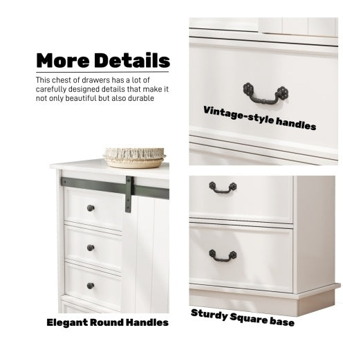 51'' Farmhouse Drawer Chest with Sliding Door