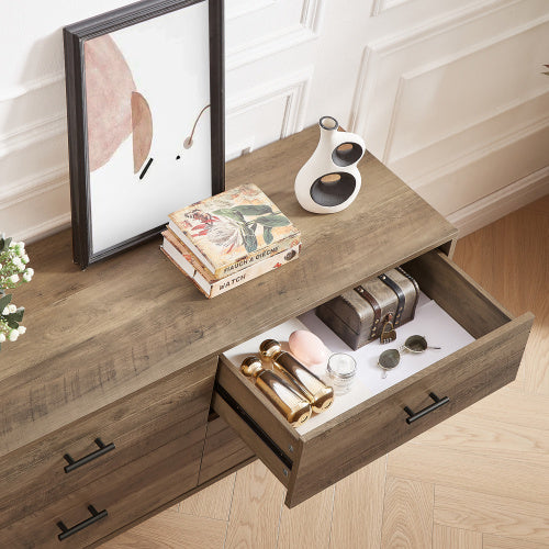 4-Drawer TV Cabinet – Rustic Walnut Finish