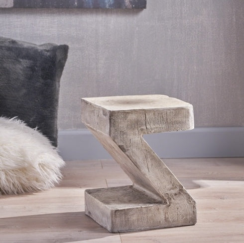 Modern Sculptural Concrete Side Table – Light Gray Brutalist Accent by Christopher Knight Home