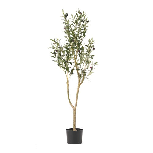 47" Artificial Olive Tree – Pre-Potted Faux Greenery for Small Spaces