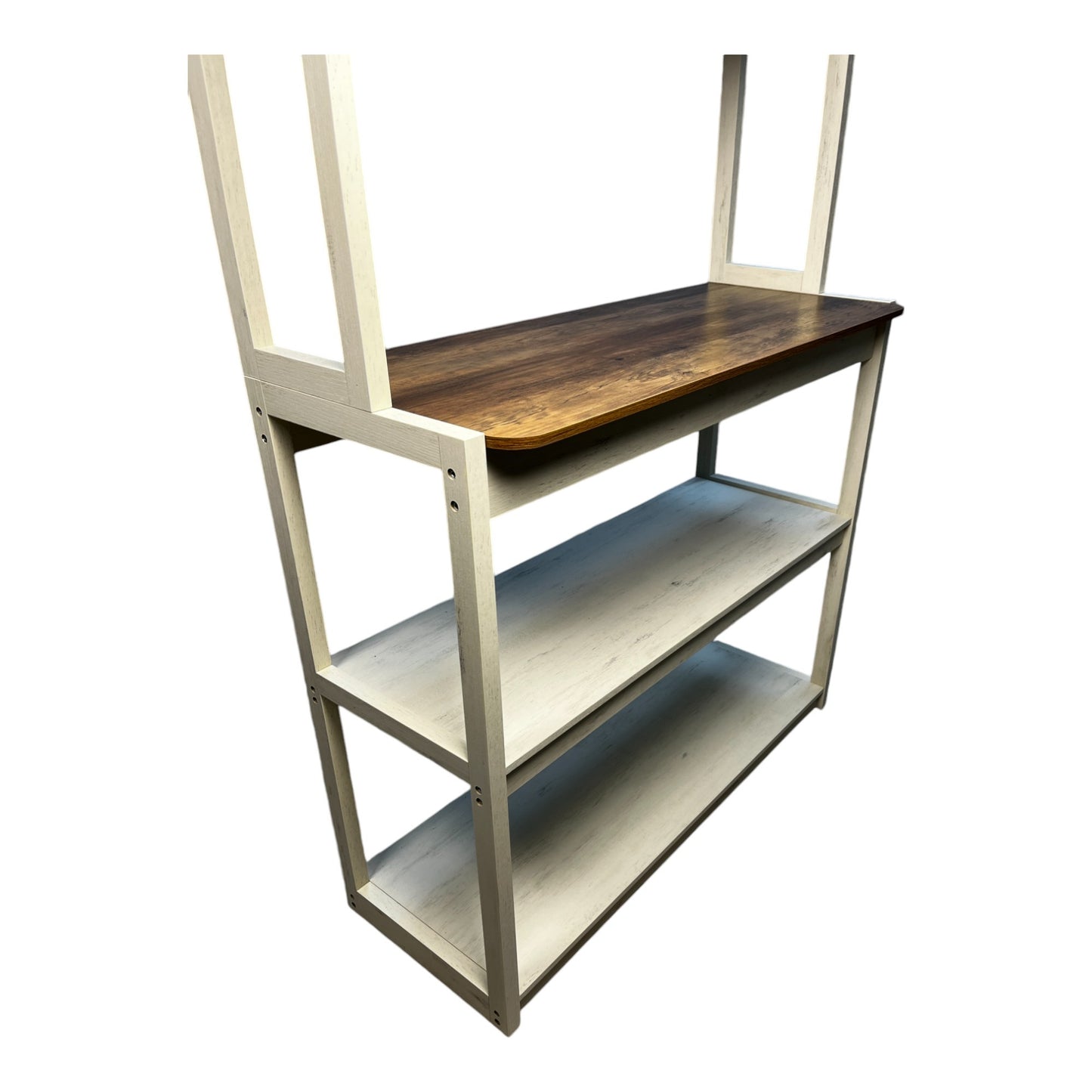 5-Tier White & Country Brown Kitchen Storage Cabinet – Coffee Bar, Microwave Rack, and Shelving Organizer (39.4" Wide)