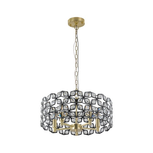 Modern Round Crystal Chandelier – Elegant K9 Crystal Lighting Fixture (Black & Gold)