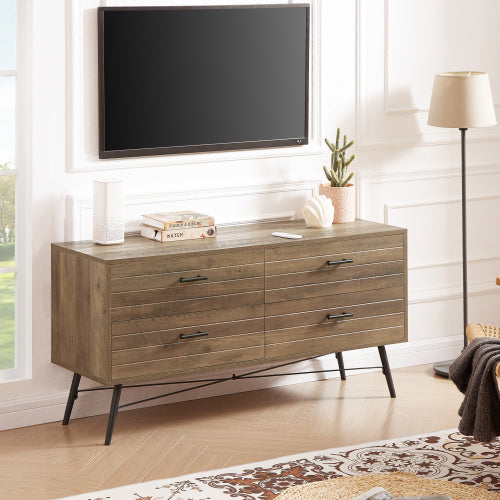 4-Drawer TV Cabinet – Rustic Walnut Finish