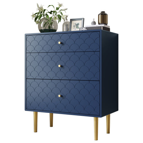 Solid Wood Bedside Table in Navy Blue