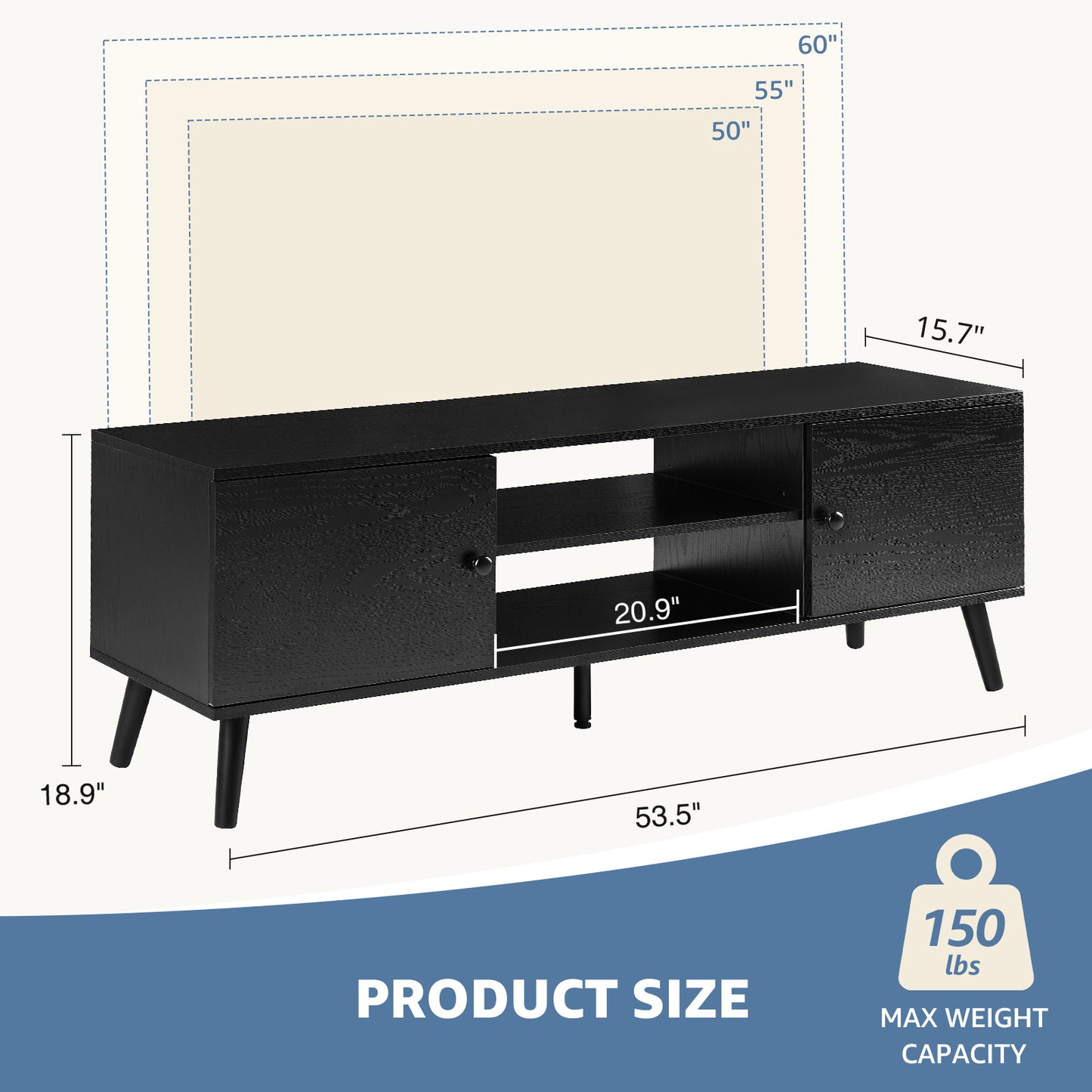 Modern Panel TV Cabinet – Adjustable Shelves & Cable Management, Fits 55"–60" TVs, Rust Finish Entertainment Stand