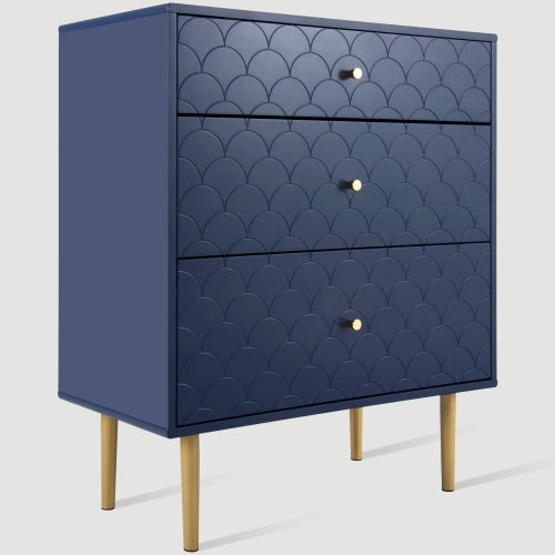 Solid Wood Bedside Table in Navy Blue
