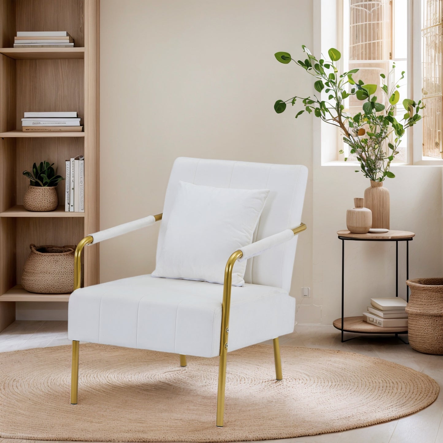 Modern Velvet Accent Chair for Living Room – High Backrest, Solid Wood Frame, Easy Assembly