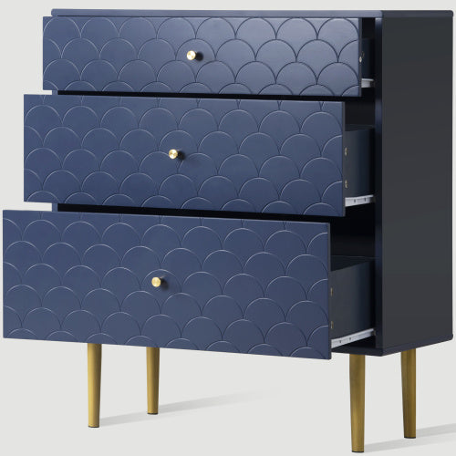 Solid Wood Bedside Table in Navy Blue