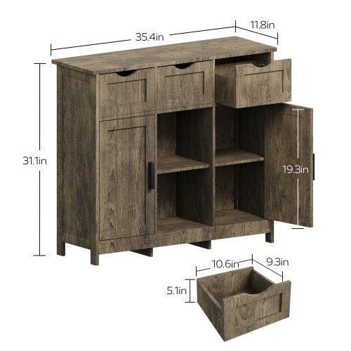 Versatile Wooden Storage Cabinet with Drawers and Adjustable Shelves – Multi-purpose Accent Cabinet for Living Room, Bedroom, and Bathroom