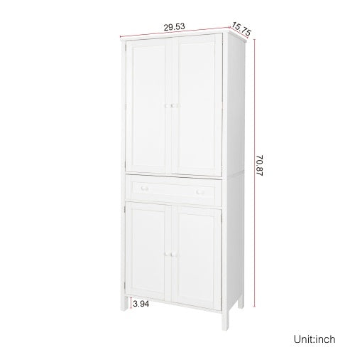 70.87" Tall Kitchen Pantry Cabinet with Drawer & Adjustable Shelves – White Storage Cabinet for Kitchen or Dining Room