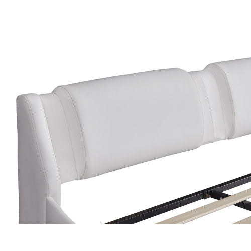 Queen Faux Leather LED Platform Bed – White (Queen Size)